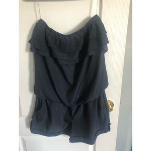 Strapless satin romper